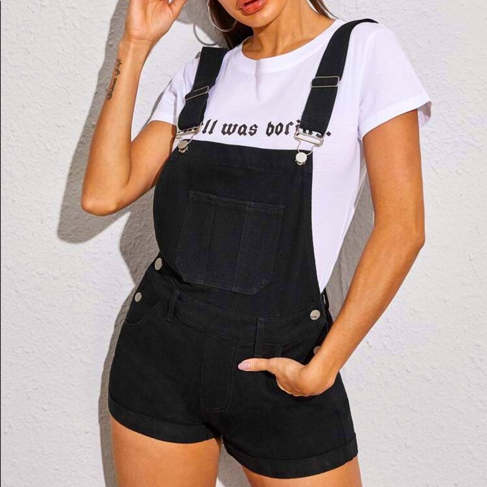 Shein Overalls Shorts Black Denim size Medium